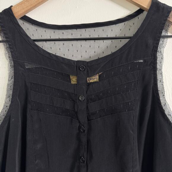 Princess Vera Wang Black Polka Dot Lace Insert Tank Top Size Small - Picture 3 of 7